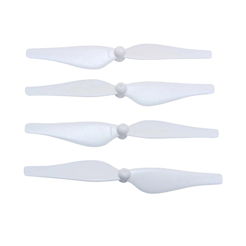 Set of 4 white drone propellers with 2-blade design and central hubs