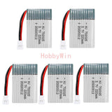 Set of 3.7V 1S 220mAh LiPo RC batteries with red/black leads and white plug