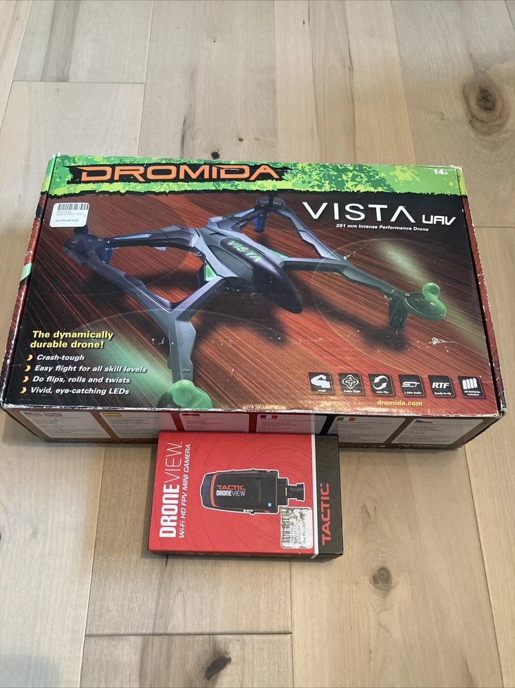 Dromida Vista UAV RC drone package with box and accessory card
