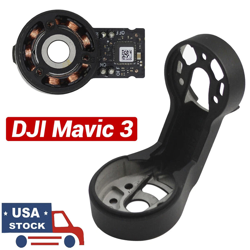 DJI Mavic 3 yaw arm bracket motor with black arm, PCB, and circular motor coil