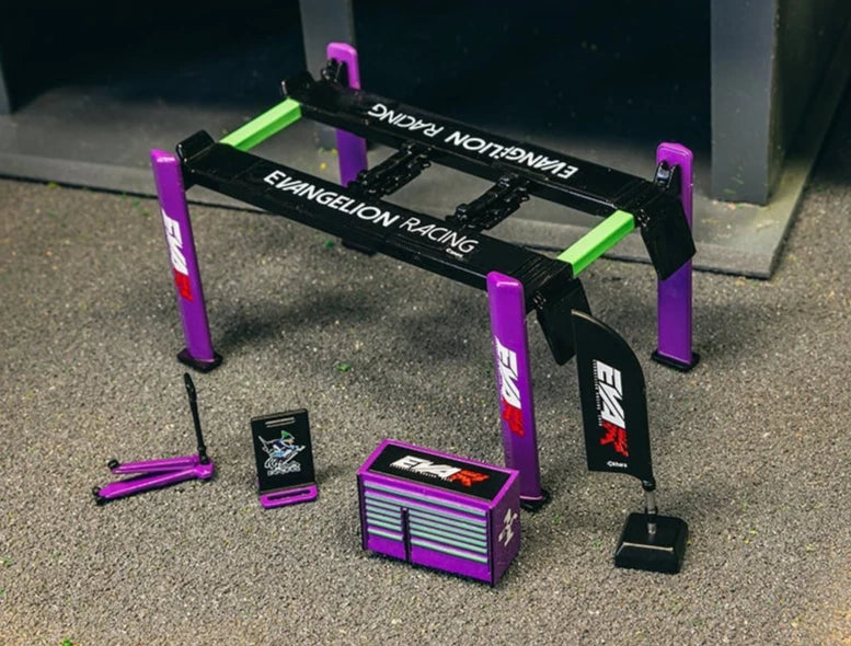 Tarmac Works 1/64 GARAGE TOOLS & LIFT Eva Racing For Die Cast Models -PURPLE-