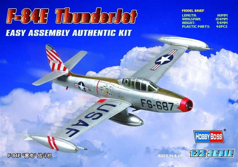 HobbyBoss F-84E Thunderjet 1/72 plastic model airplane kit with box art