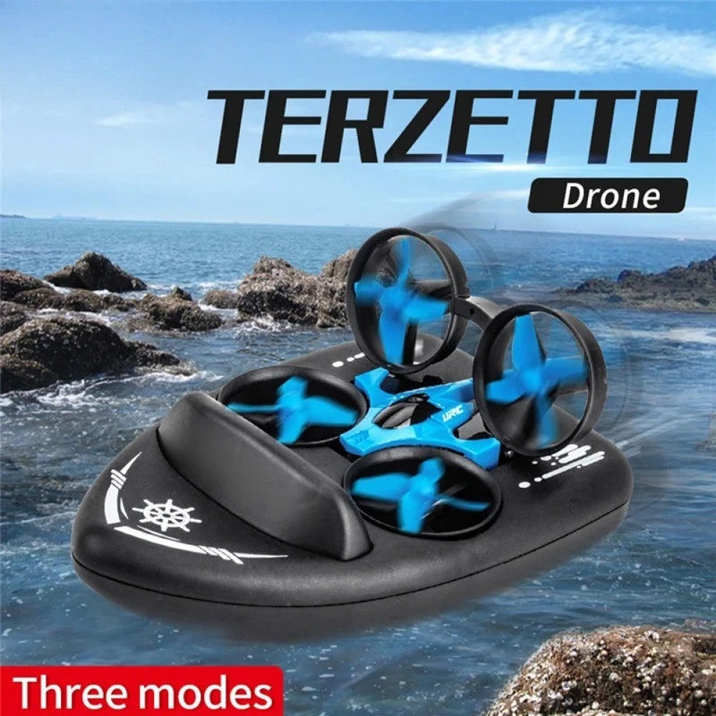TERZETTO quadcopter drone, black body with four blue propellers