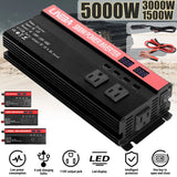 3000W 5000W Power Inverter Car Vehicle Converter DC 12/24V To AC 110V Camp 4 USB