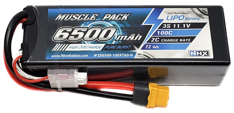 NHX Muscle Pack 3S 11.1V 6500mAh 100C Hard Case Lipo Battery w/ XT60 Connector Battery