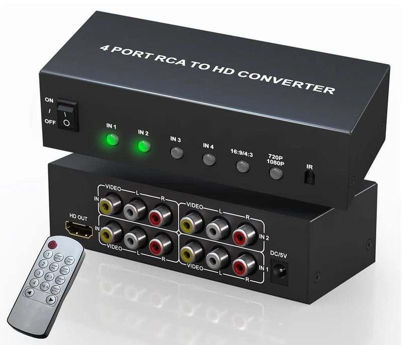 Multiple RCA to HDMI Converter - 4 Port Red White Yellow AV2HD-401-New