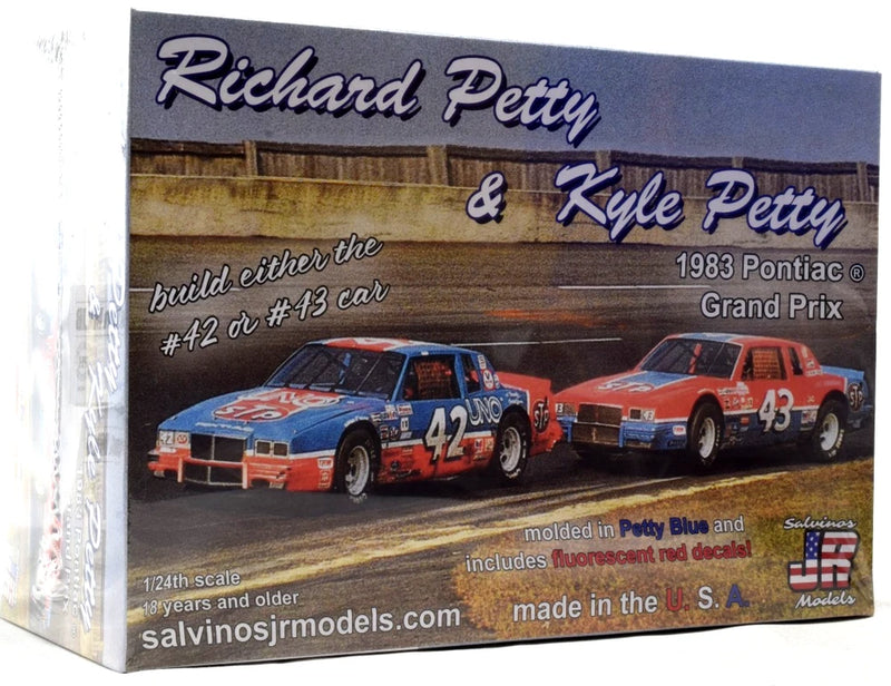 Richard Petty & Kyle Petty 1983 Pontiac Grand Prix model kit box with two cars