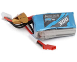 Gens Ace 11.1V 300mAh LiPo battery with blue label, red/black leads, JST connector