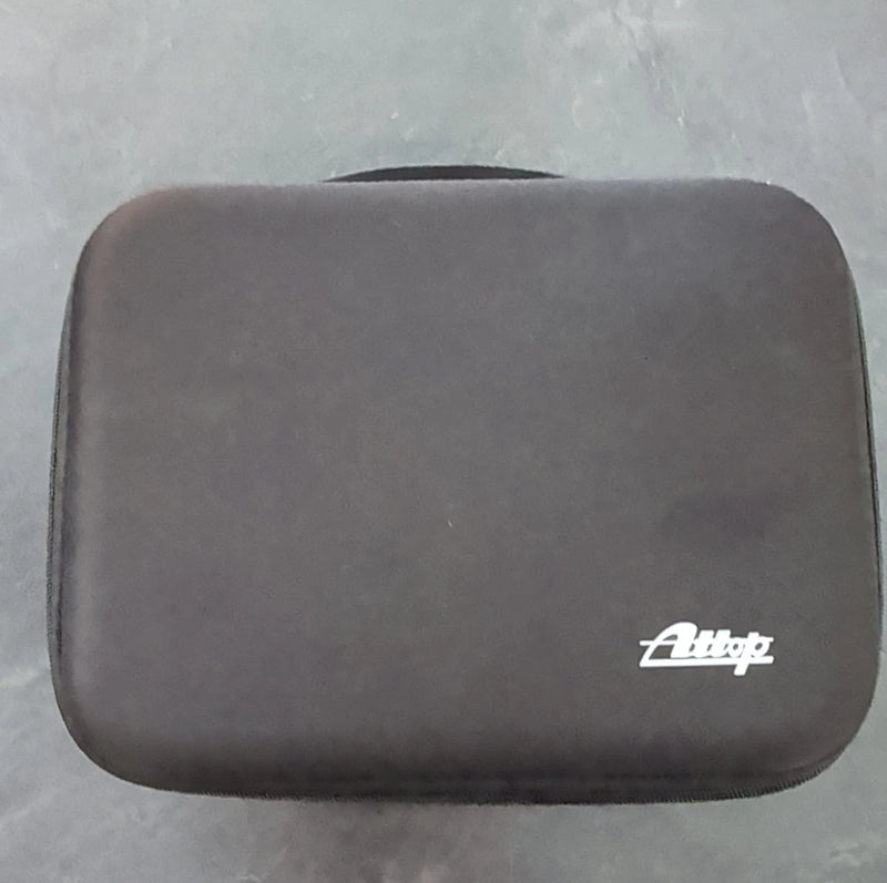 Gray drone carrying case with Attop logo