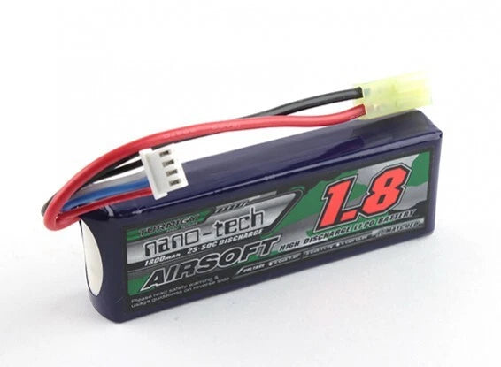 TURNIGY NANO-TECH 1800mAh 3S 11.1V 20-40C LIPO BATTERY AIRSOFT MINI TAMIYA MOLEX