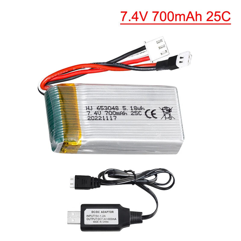 7.4V 700mAh Lipo Battery with charger for MJX RC X600 F46 X601H JXD391V aircraft