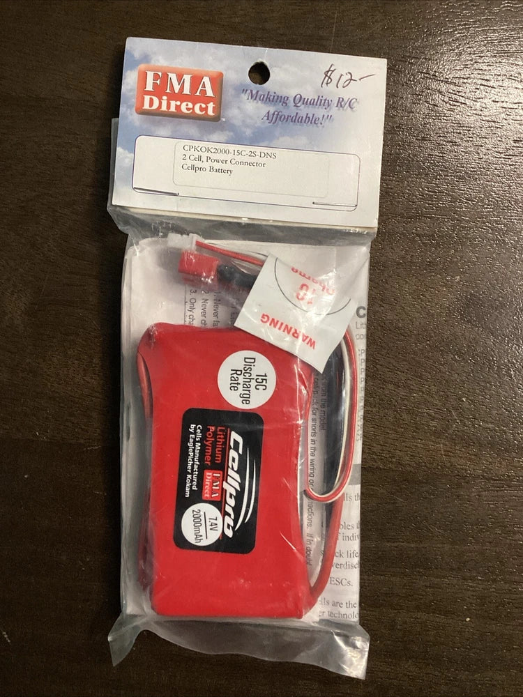 CELLPRO (2s) 7.4v - 2000 MAH LIPO BATTERY - CPKOK2000-15c-2s-DNS - FMA DIRECT Battery
