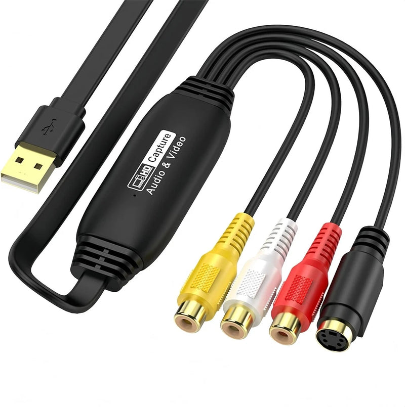 VHS to Digital Converter USB Video Capture Card RCA AV Adapter for PC Mac