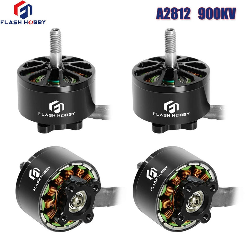FLASHHOBBY A2812 brushless RC motor, black housing with silver shaft and cooling fins