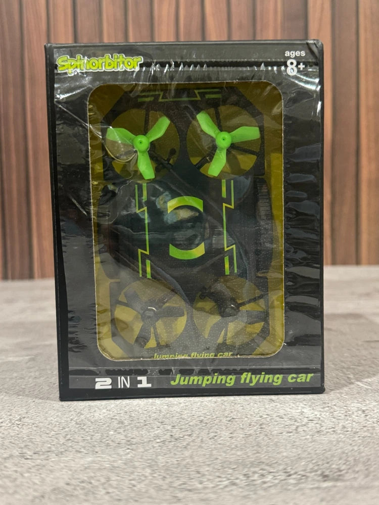 2-in-1 jumping flying car drone RC toy in retail box, green