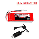 1pcs 11.1V 2700mAh 30C 3S Rechargeable Lipo battery For RC Cars boat EL-2P Plug