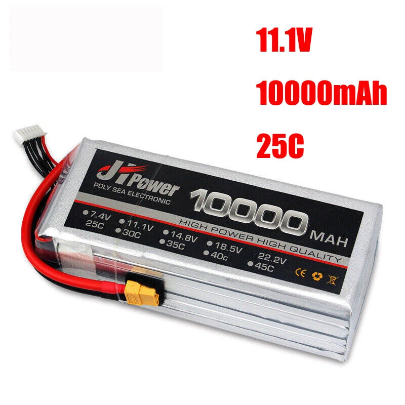 11.1V 10000mAh Large Capacity High Power Battery for RC FPV Drone/RC Car/RC Boat