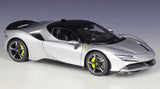 Bburago 1:18 Signature Ferrari SF90 Stradale Assetto Fiorano Model Car Silver