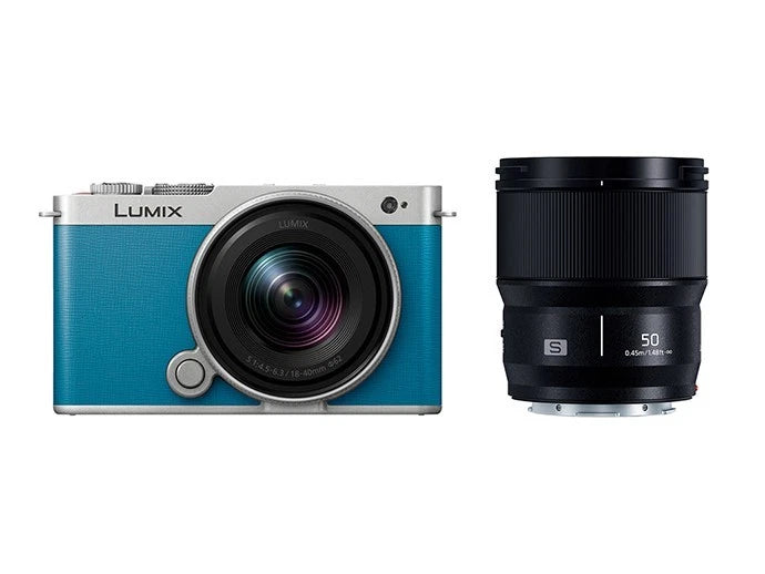 Panasonic LUMIX S9 W Kit 18-40mm+50mm Light Silver x Turquoise Blue Leather
