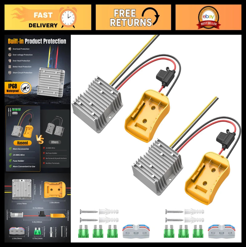 20V to 12V Step-Down Converter 2 Pack | DC 12V 20A Voltage Regulator for DIY, RC Converter