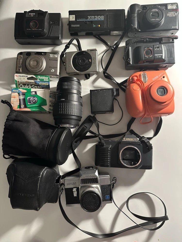 Lot Of 10 Cameras And Sigma Lens From Differwnt Brands Canon Instax -- UNTESTED!