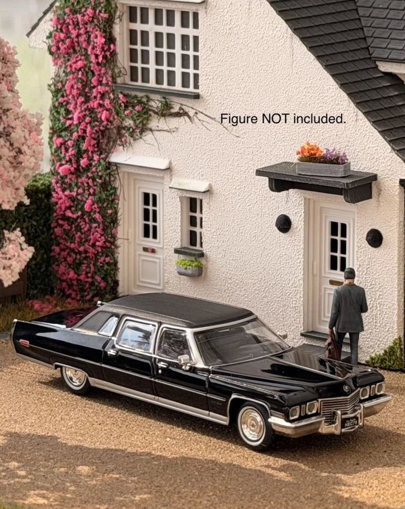 ED MK 1:64 Black 1972 Fleetwood 75 Luxury Limousine Model Diecast Collect Car