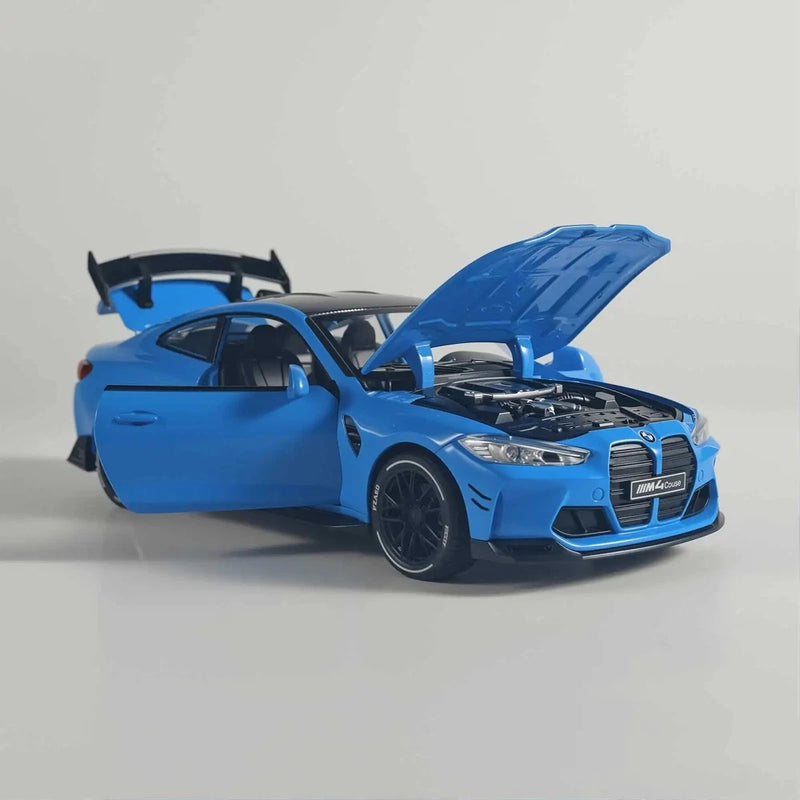 1:32 BMW M4 Model Car Diecast Toy Vehicle Light Sound Pull Back Kids Gifts
