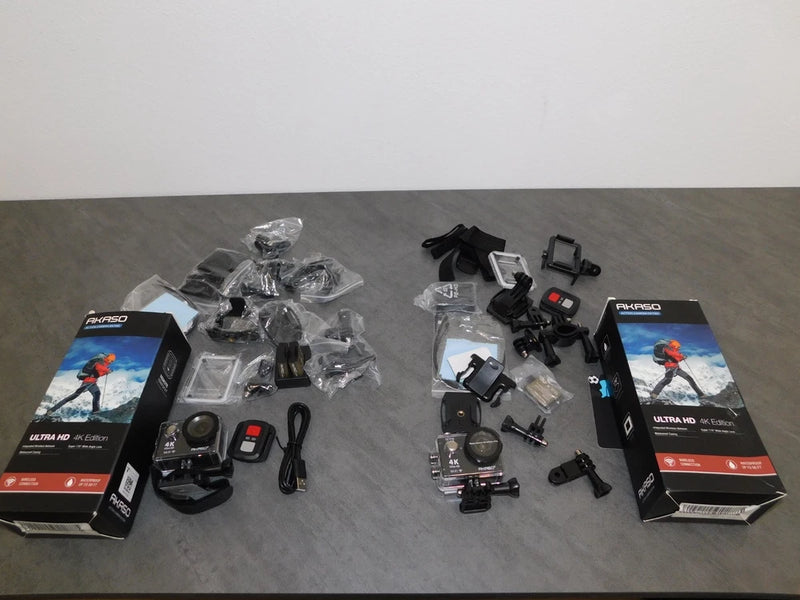 lot of 2 AKASO EK7000 4K Ultra HD WiFi action cameras