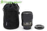 Nikon AF-S NIKKOR 60mm f/2.8G ED lens with black pouch case and cap