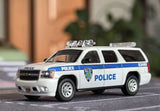 1:64 596Mode White Port NY Police Suburban SUV Model Diecast Metal Car