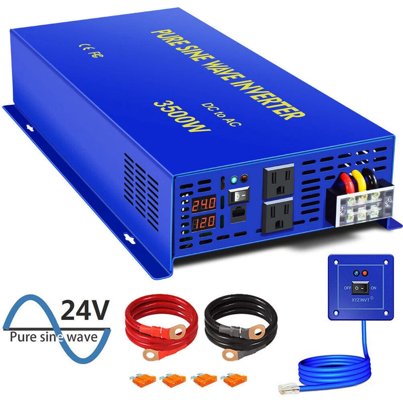 Car Power Inverter 3500W DC 24V To AC 120V Pure Sine Wave Solar Converter