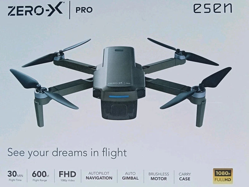 Zero X quadcopter drone with four propellers and front camera module