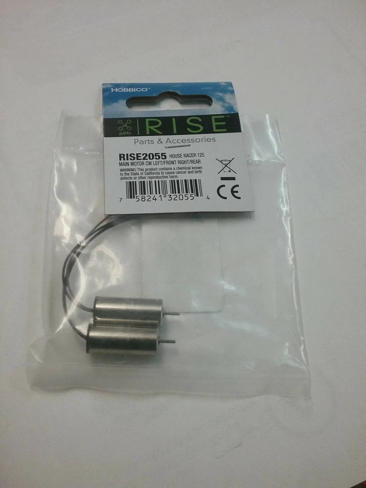 RISE2055 main motor CW, cylindrical black-and-silver parts in clear packaging