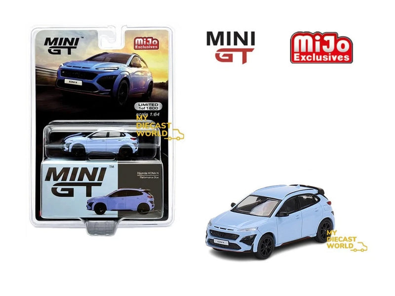 1/64 Mini GT #450 Hyundai KONA N Performance Blue Diecast Model Car MGT00450