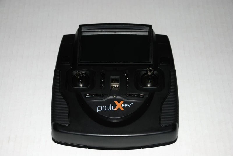 ProtoX FPV 6-channel RC transmitter controller with LCD screen and dual control grips