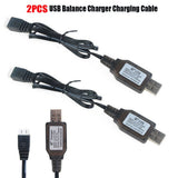 2x USB 7.4v Battery Charger Cable XH-3P Connector for RC Axial SCX10 Drone Heli