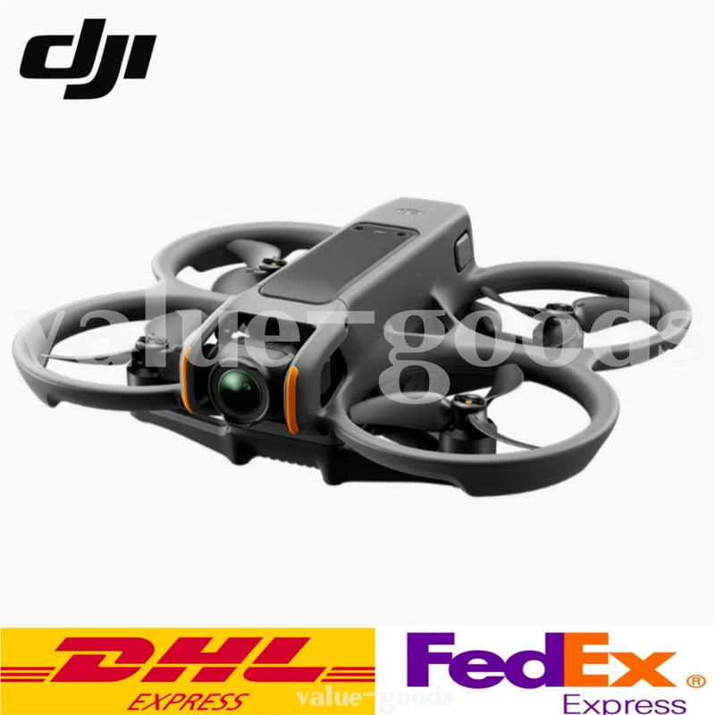 DJI Avata 2 drone with propellers, gray body and front camera lens
