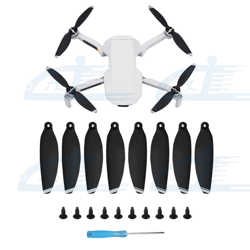 8pcs Low-Noise Propellers Blades Black Silver For DJI Mavic Mini 2