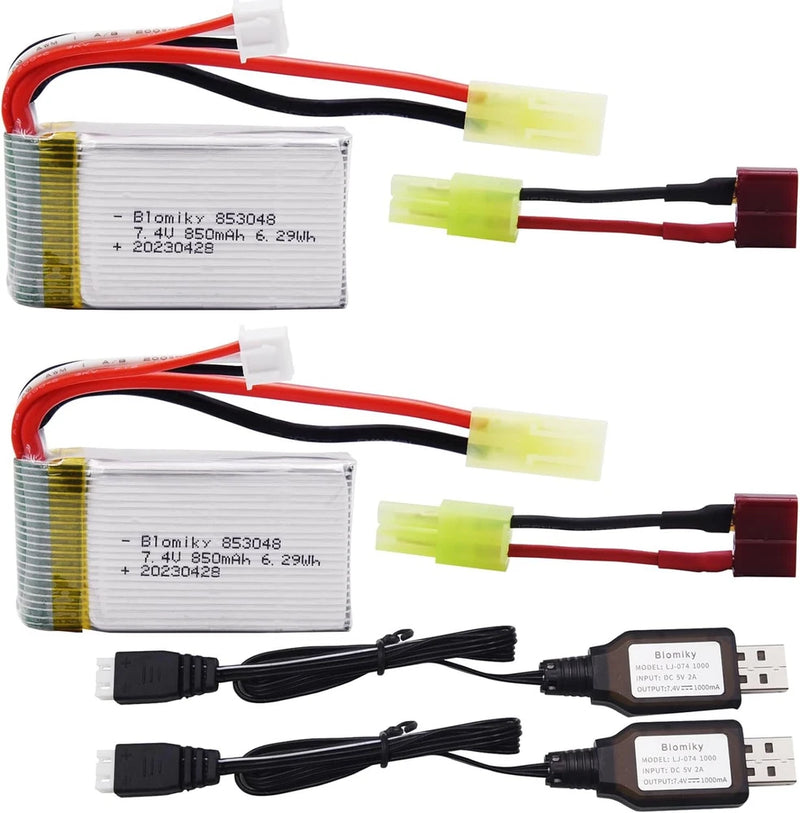 2pcs 7.4V 850mAh Li-PO Battery for 1/18 Scale 9310 9300 9301E 9302E RC Car Truck