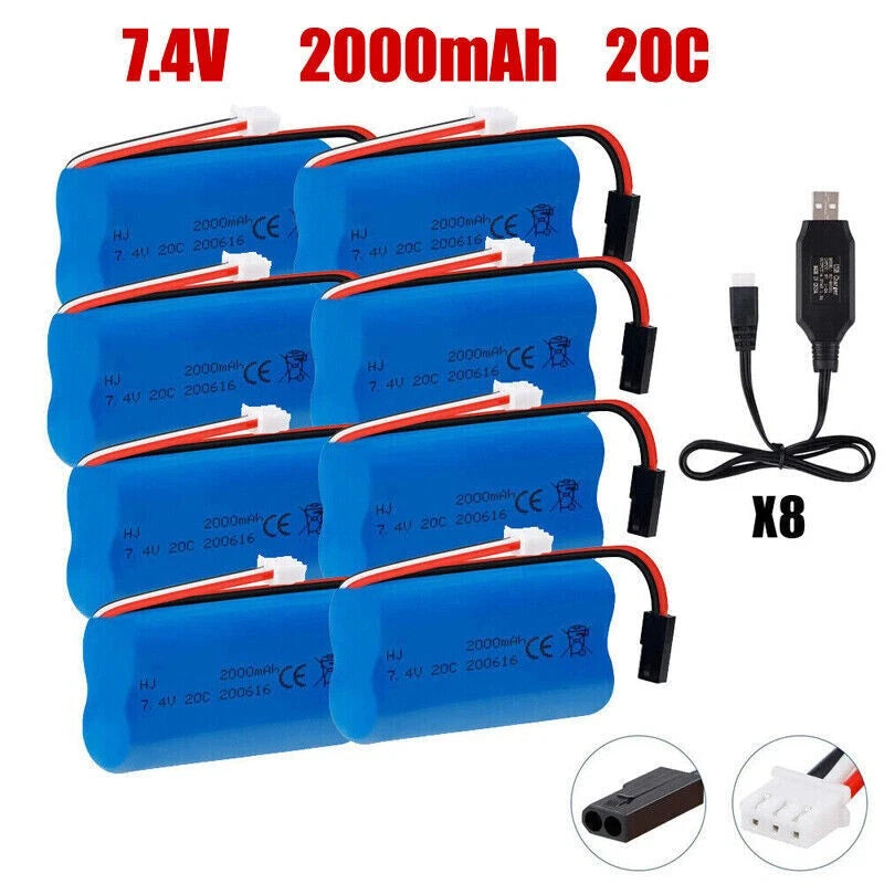 7.4V 2000mAh Li-po Battery +USB for MJX T640 F39 F49 T39 RC Aircraft Syma 822 RC Battery