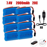 7.4V 2000mAh Li-po Battery +USB for MJX T640 F39 F49 T39 RC Aircraft Syma 822 RC Battery