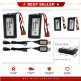 Blomiky 7.4V 1500mAh Li-ion RC Battery 2-Pack T Plug USB Cable Battery