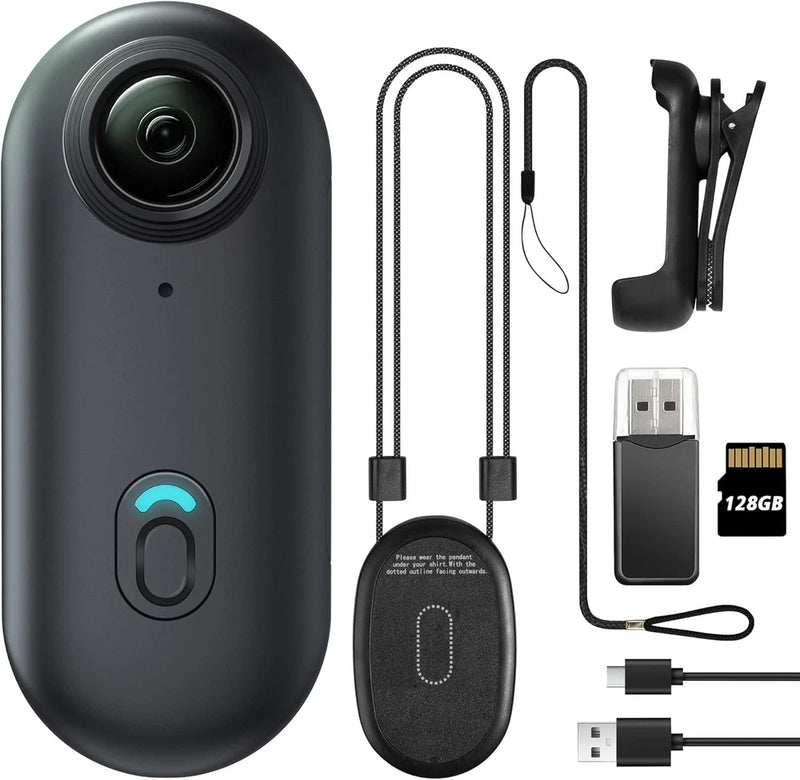 4K Mini Body Camera 128GB - Wearable Action Cam for Travel, Work, Pets