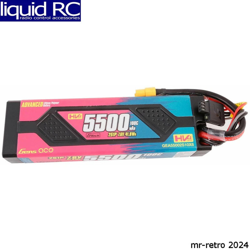 Gens Ace 55002S10X6 7.6V 5500mAh 2S 100C LiHV TRX battery XT60