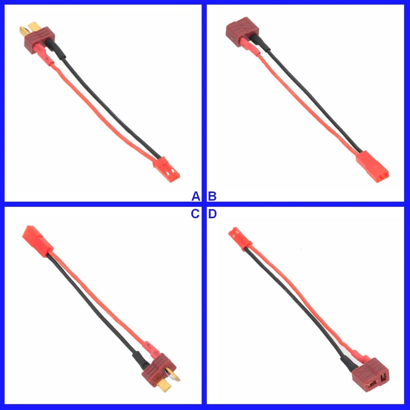 T-plug Deans to JST 20AWG 4inch Cable Adapter For RC LiPo NiMH Battery FPV Truck