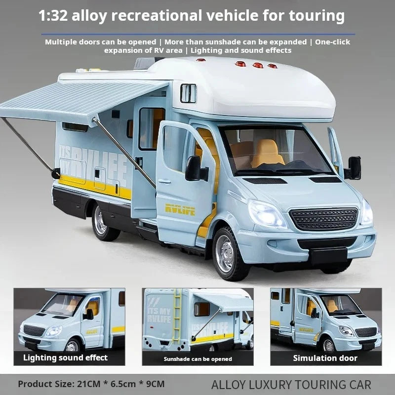 1:32 Luxury Motorhome Camper Van Model Car Diecast Kids Toy Vehicle Sound Light