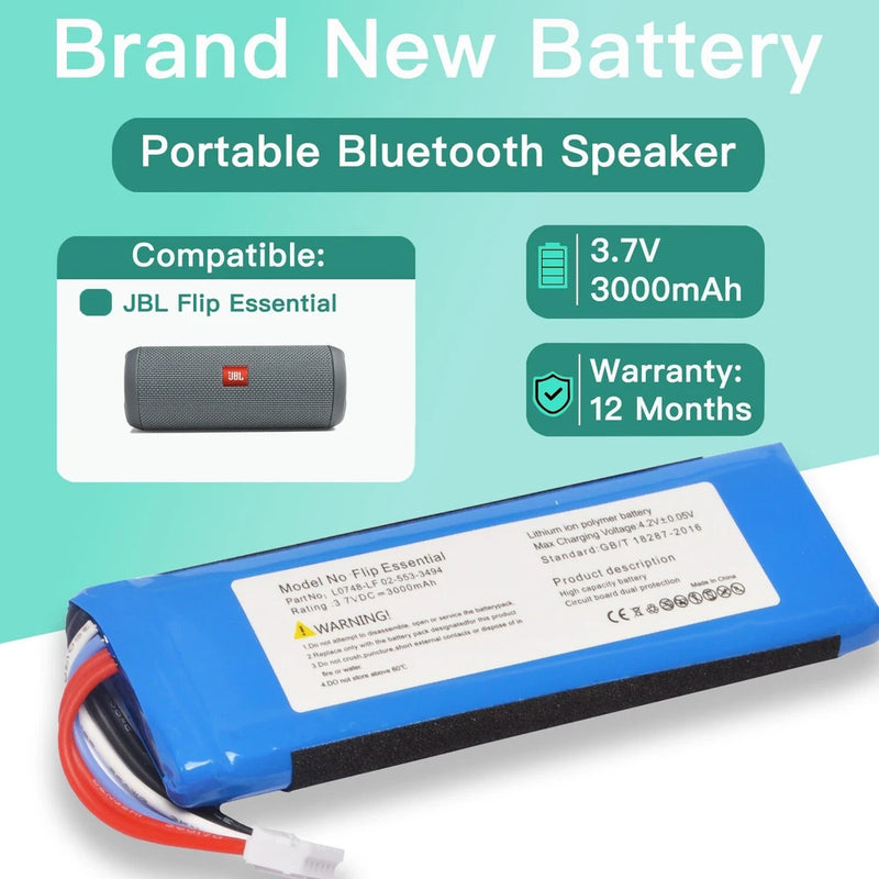 3.7V 3000mAh Replacement Battery For JBL FLIP ESSENTIAL