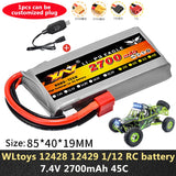 1 x 7.4V 2700mAh 2s 45C Lipo Battery For Wltoys 12428 12423 RC Car feiyue 03 Q39