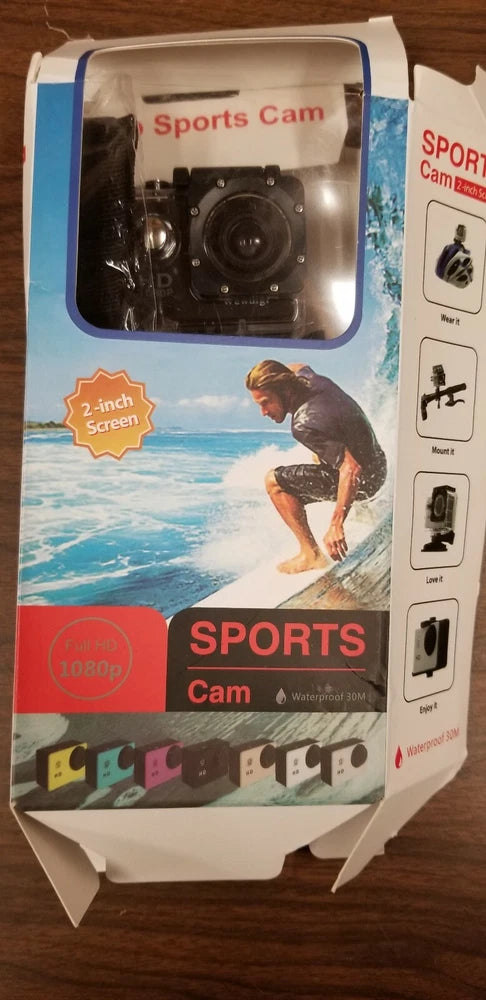 Wewdigi EX6000 Action Camera 12MP 1080P with accessories