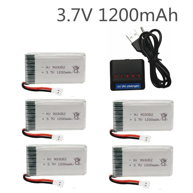 3.7v 1200mah Lipo Battery  with 5in1 Charger for Syma X5 X5sw X5sc X5hw X5hc Rc